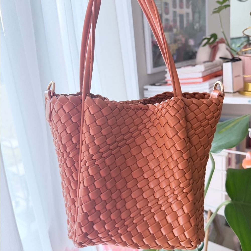 Anthropologie Woven Coral Shoulder Bag